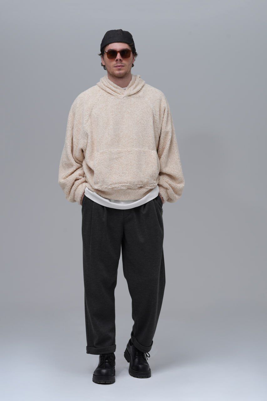 Peluş (Teddy) Yumuşak Dokulu Kapüşonlu Unisex Sweatshirt