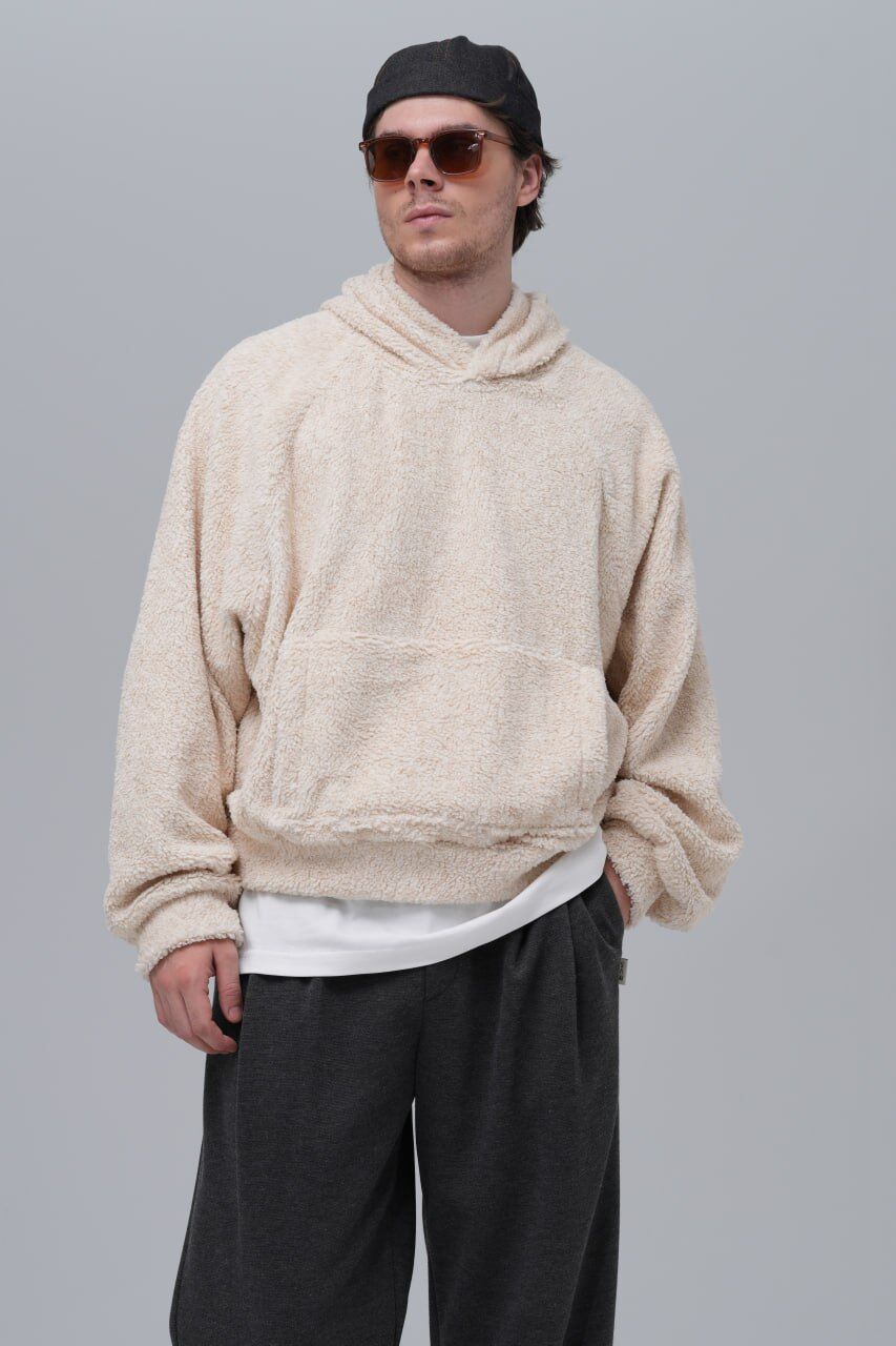 Peluş (Teddy) Yumuşak Dokulu Kapüşonlu Unisex Sweatshirt