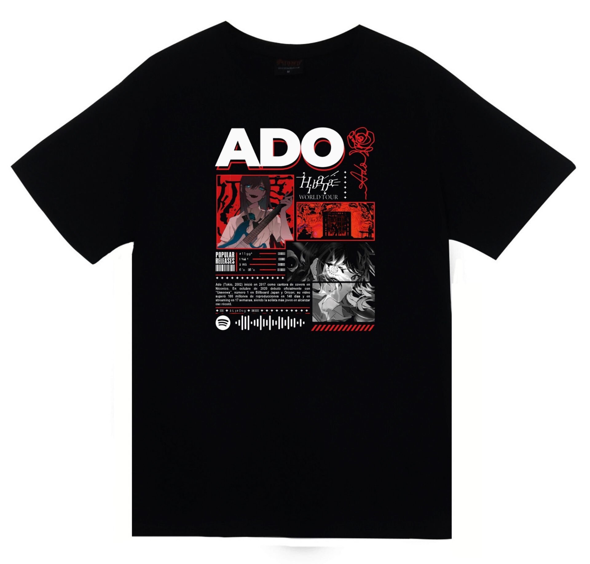 Ado Japon - K-Pop - Rock - Müzik Baskılı Unisex %100 Pamuk T-shirt