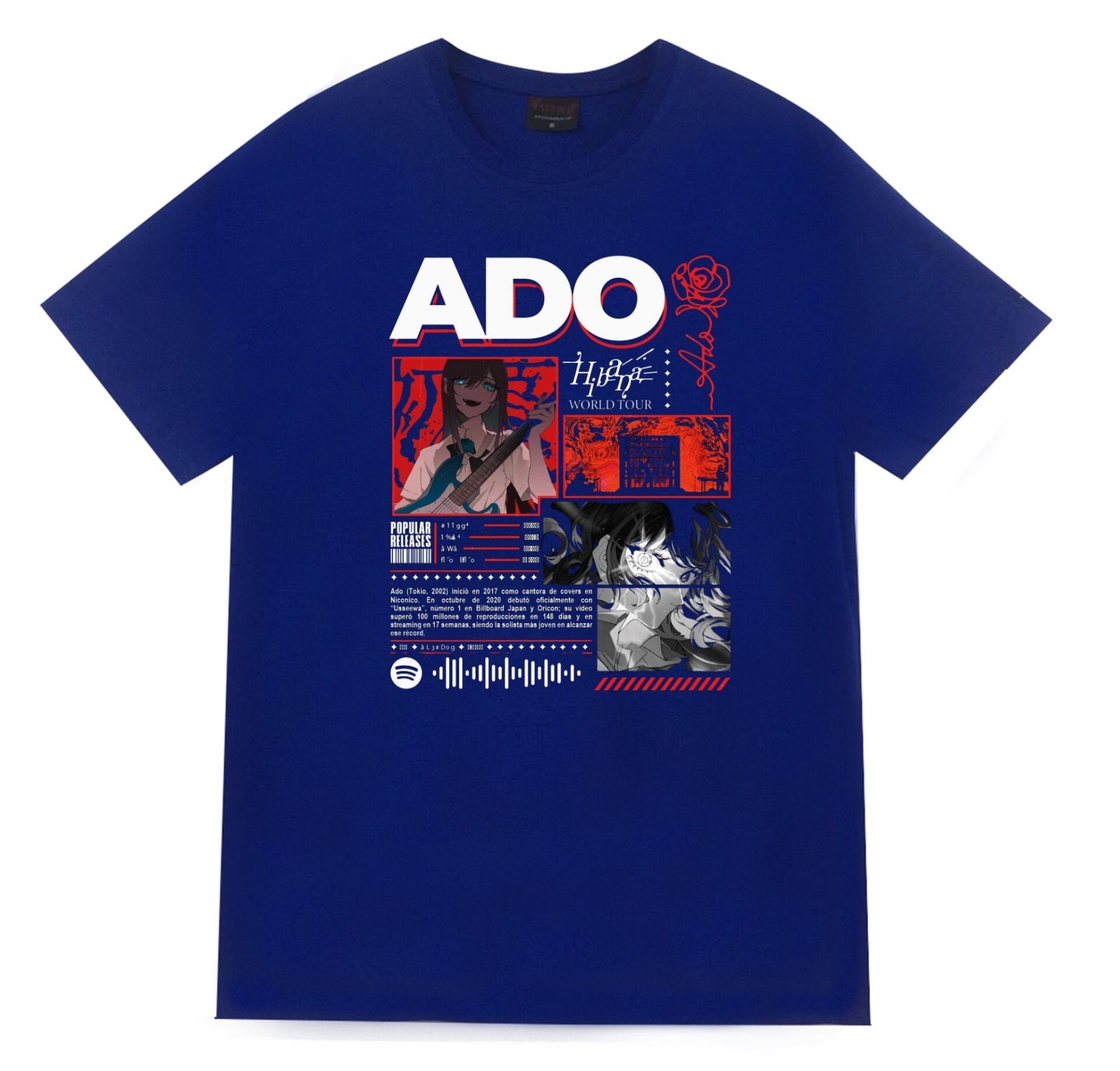 Ado Japon - K-Pop - Rock - Müzik Baskılı Unisex %100 Pamuk T-shirt