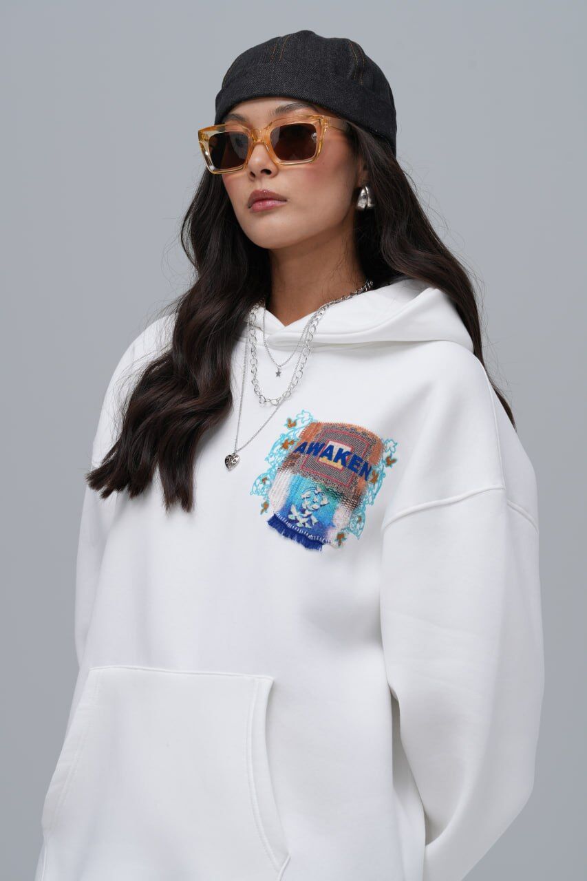 Awaken (Uyanış) Desenli Baskılı, Nakışlı Unisex %100 Pamuk Kapüşonlu Sweatshirt