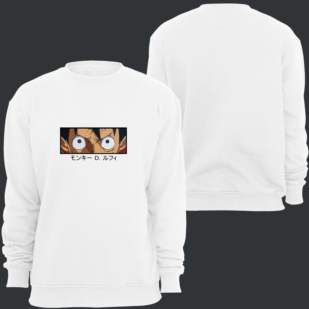One Piece Monkey D. Luffy Anime Baskılı Unisex Bisiklet Yaka Sweatshirt