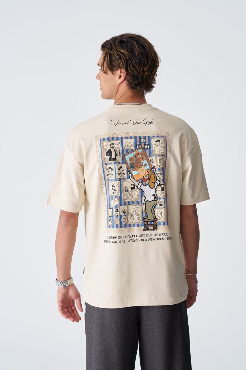 Vincent Van Gogh Baskılı, Nakışlı Unisex %100 Pamuk T-shirt