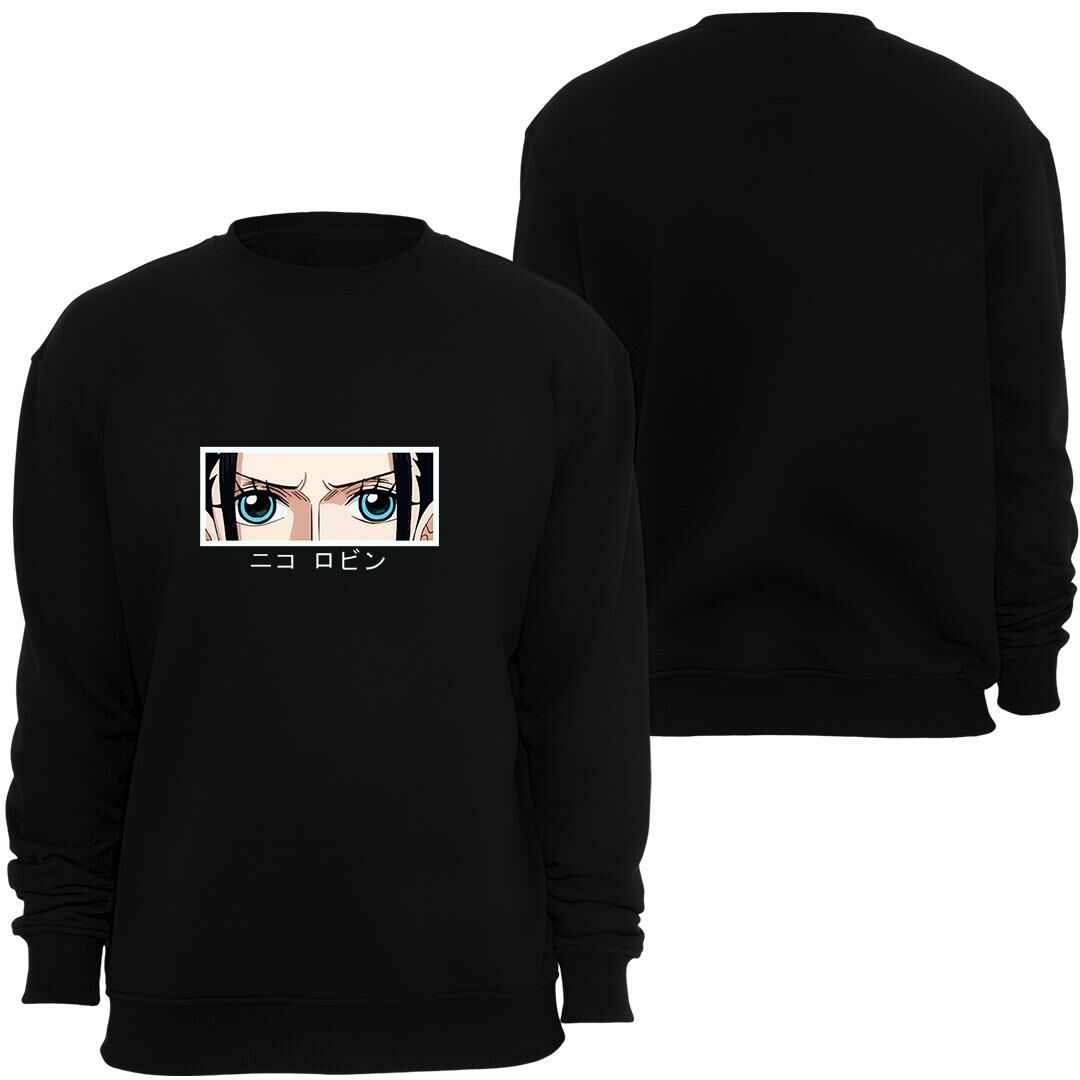 One Piece Nico Robin Anime Baskılı Unisex Bisiklet Yaka Sweatshirt