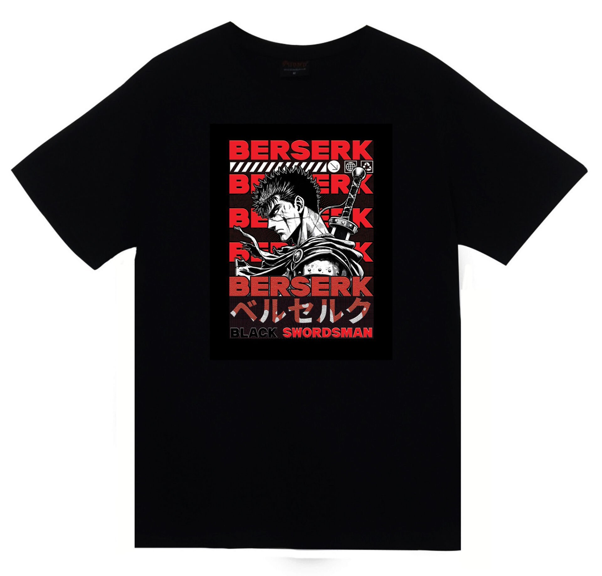 Berserk Anime Baskılı Unisex %100 Pamuk Siyah T-shirt