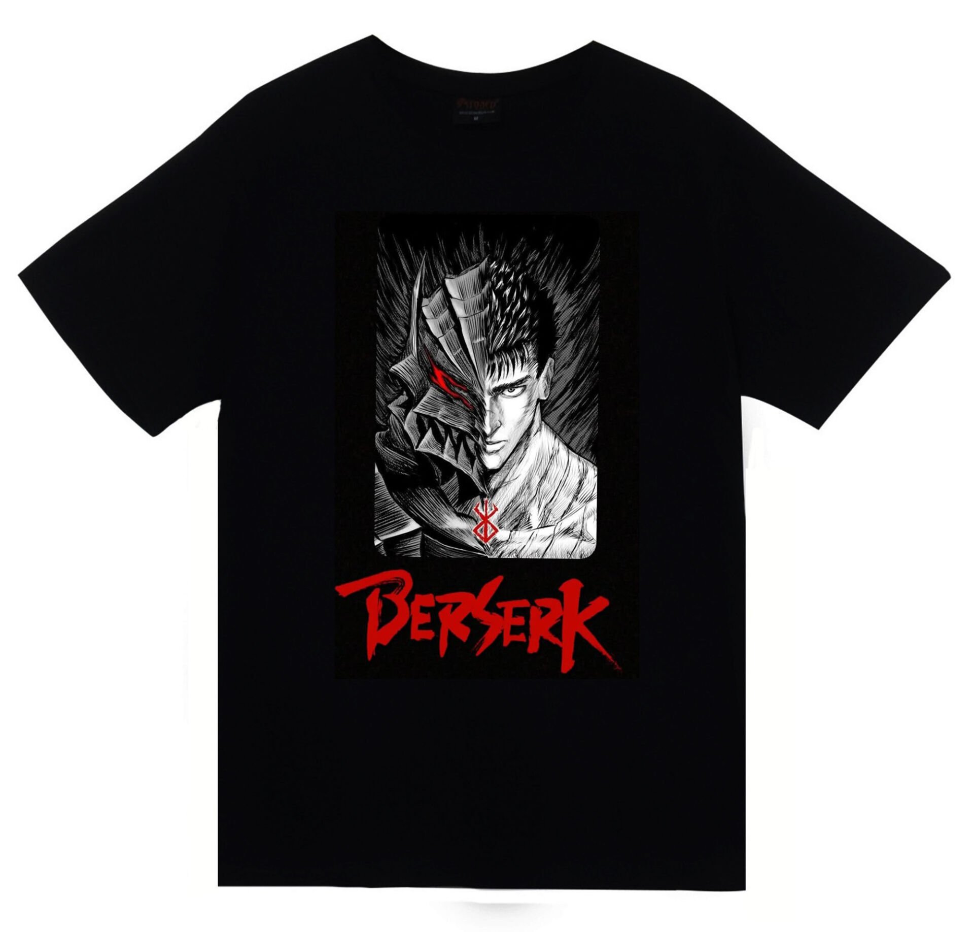 Berserk Anime Baskılı Unisex %100 Pamuk Siyah T-shirt
