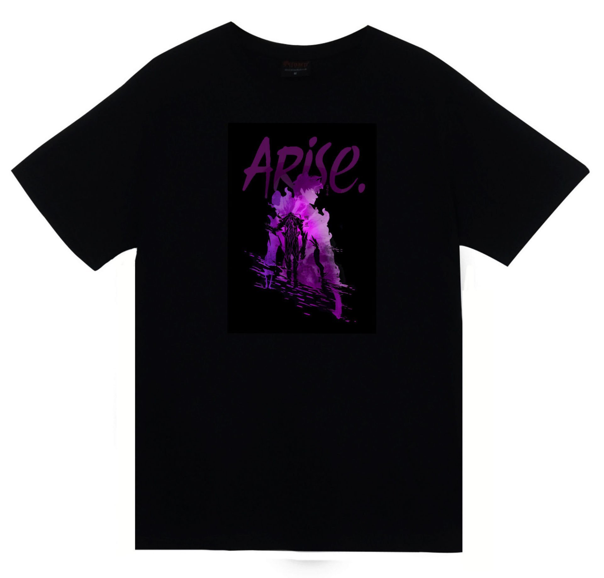 Solo Leveling Arise Anime Baskılı Unisex %100 Pamuk Siyah T-shirt