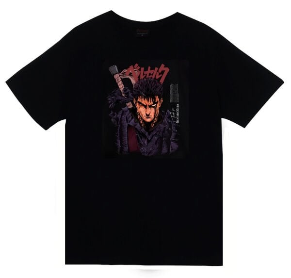 Berserk Anime Baskılı Unisex %100 Pamuk Siyah T-shirt