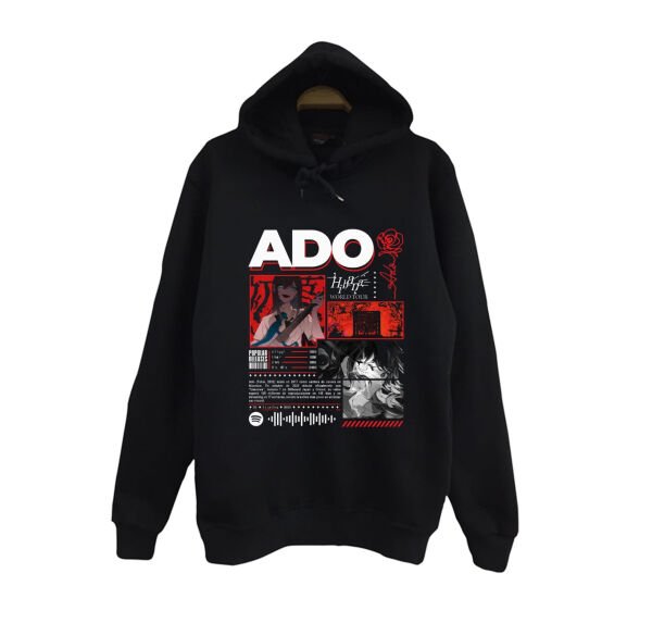 Ado Japon - K-Pop - Rock - Müzik Baskılı Unisex %100 Pamuk Kapüşonlu Sweatshirt