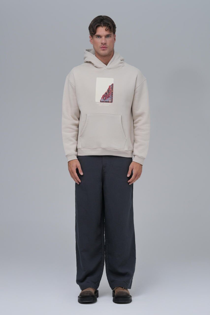 Not All Wounds Are Visible Baskılı, Nakışlı Unisex %100 Pamuk Kapüşonlu Ekru Sweatshirt