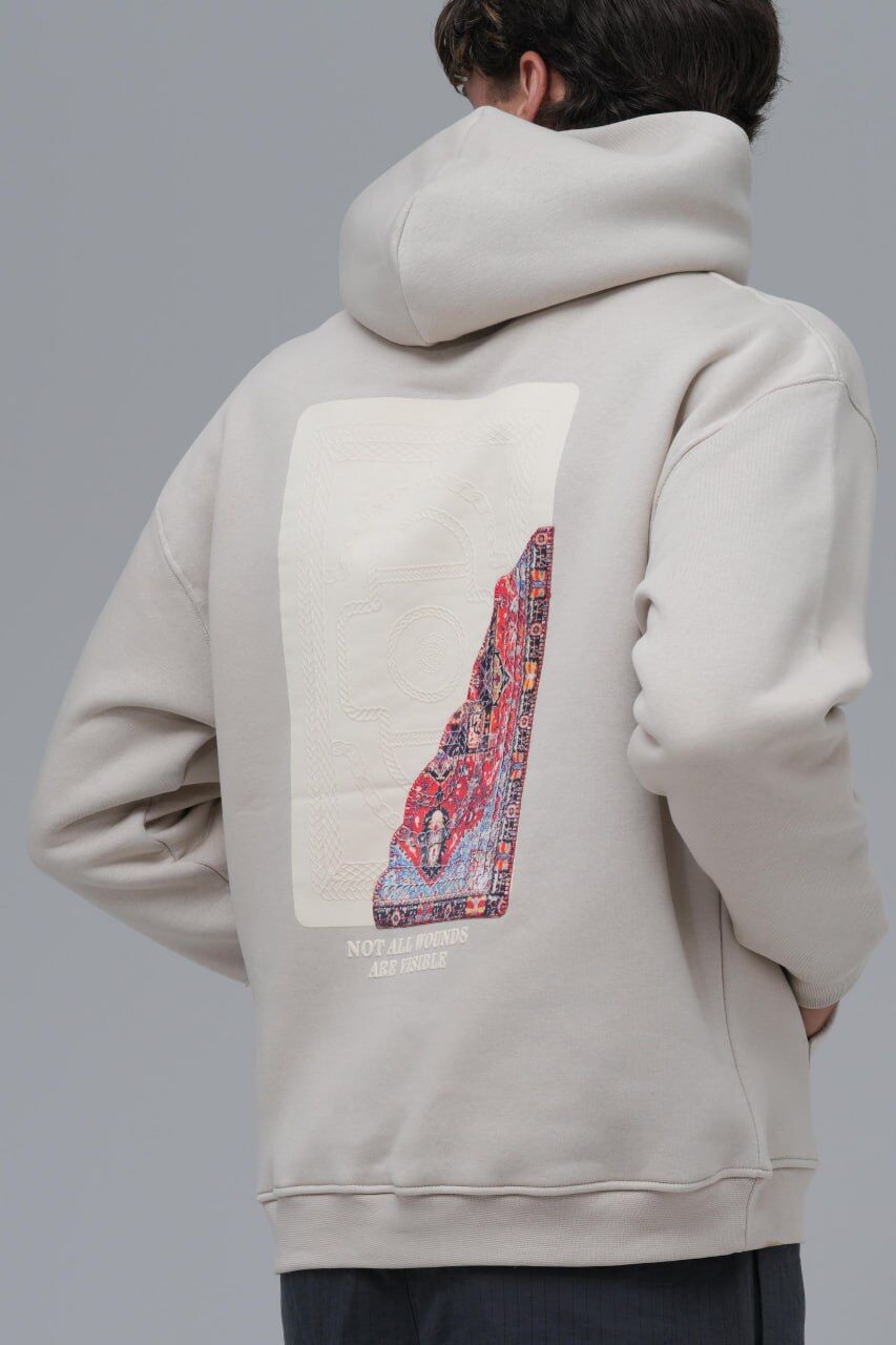Not All Wounds Are Visible Baskılı, Nakışlı Unisex %100 Pamuk Kapüşonlu Ekru Sweatshirt