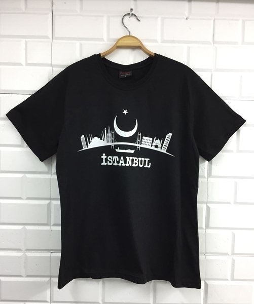 İstanbul Baskılı T-shirt SİYAH - M