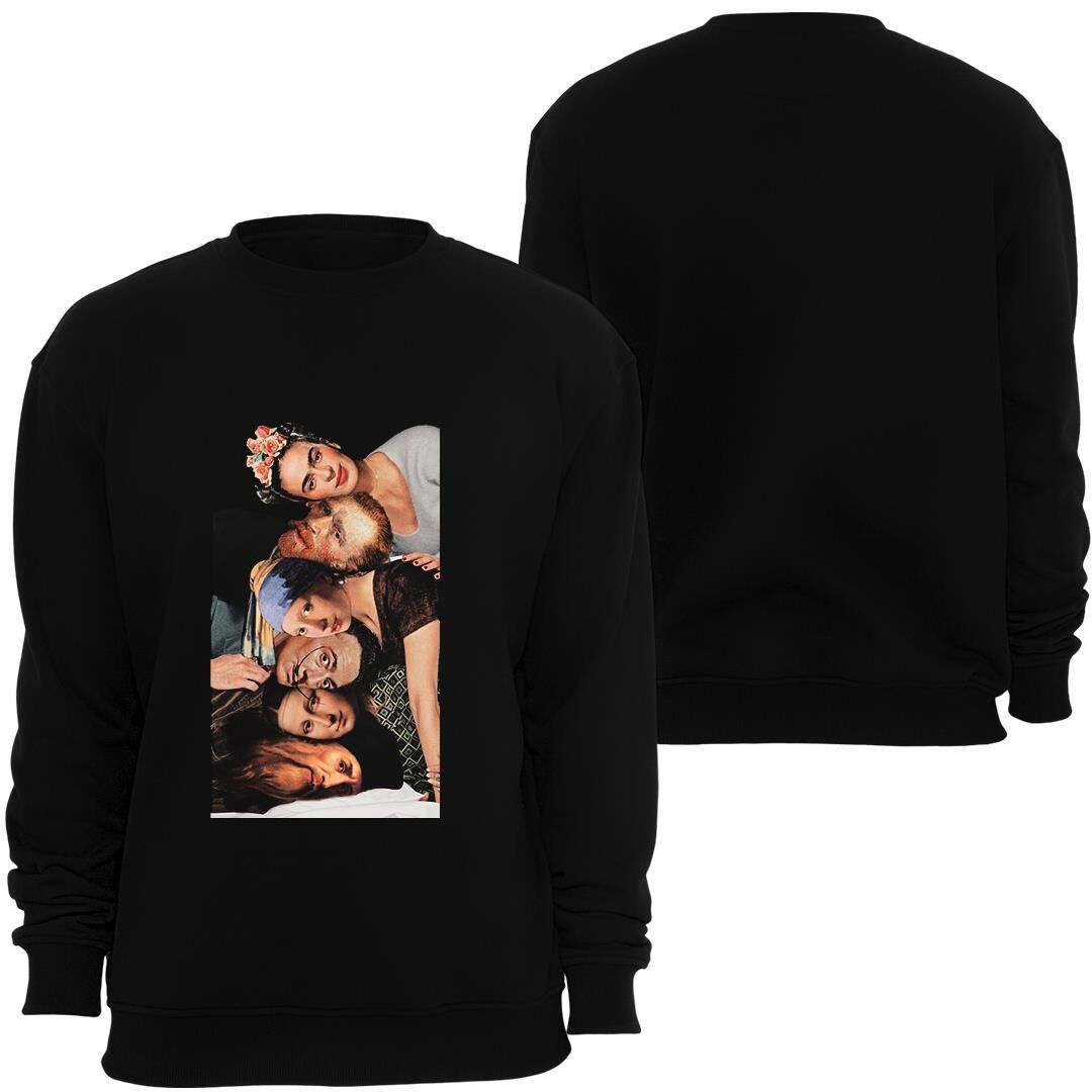 Özel Tasarım Baskılı ( Frida Kahlo - İnci Küpeli - Kız Mona Lisa - Vincent Van Gogh - Salvador Dali ) Unisex Bisiklet Yaka Sweatshirt