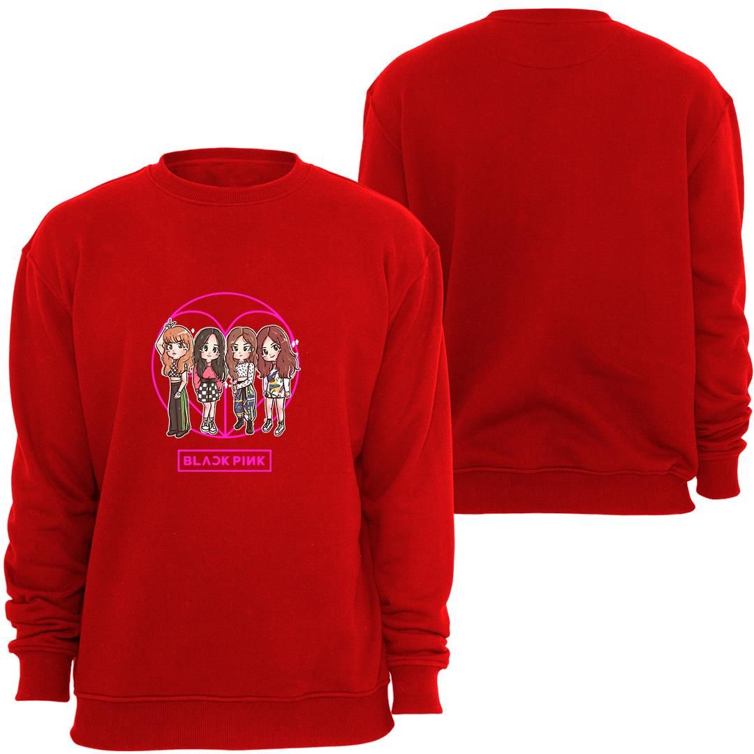 K-Pop Blackpink ( Black Pink )Baskılı Bisiklet Yaka Sweatshirt