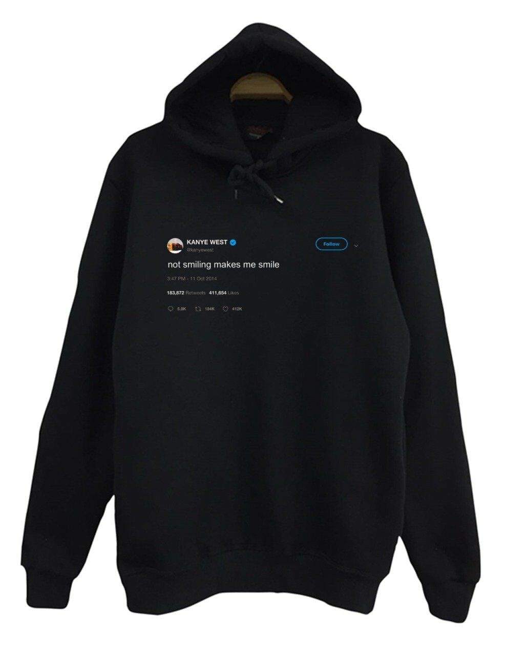 Kanye West Tweet Baskılı Kapüşonlu Sweatshirt