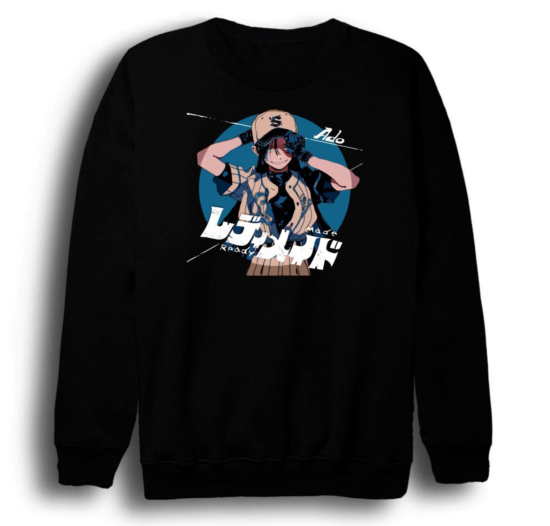 Ado Japon - K-Pop - Rock - Müzik Baskılı Unisex %100 Pamuk Bisiklet Yaka Sweatshirt