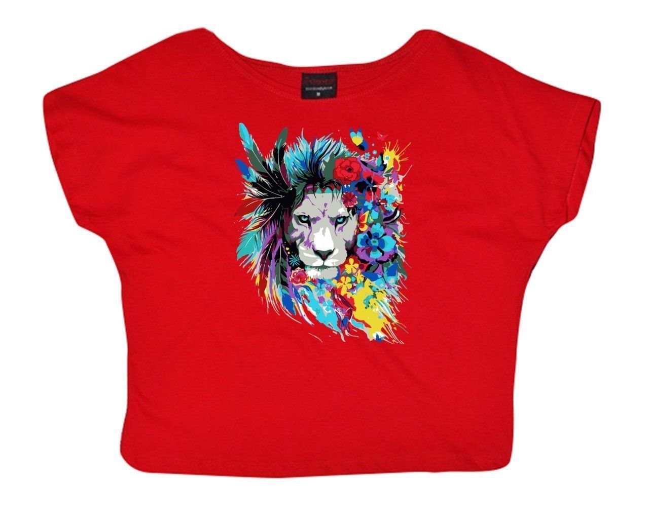 Aslan Crop Top Baskılı Göbek Üstü-Yarım T-shirt