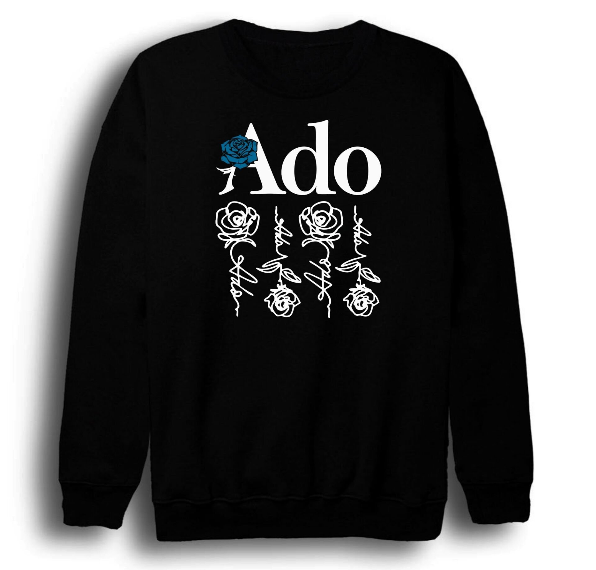 Ado Japon - K-Pop - Rock - Müzik Baskılı Unisex %100 Pamuk Bisiklet Yaka Sweatshirt