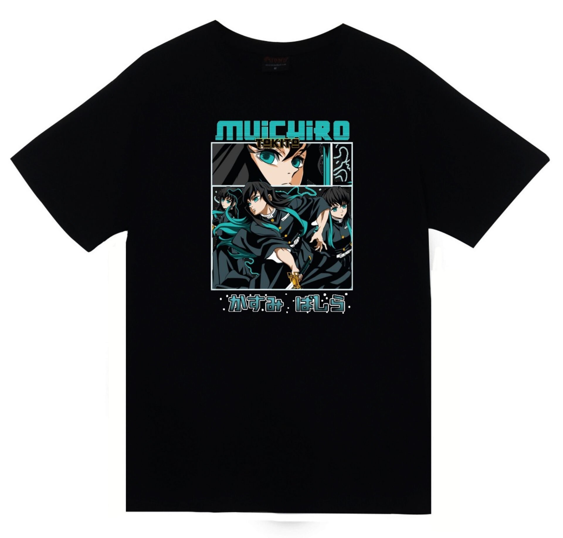 Demon Slayer Muichiro Tokito - Anime Baskılı Unisex %100 Pamuk Siyah T-shirt