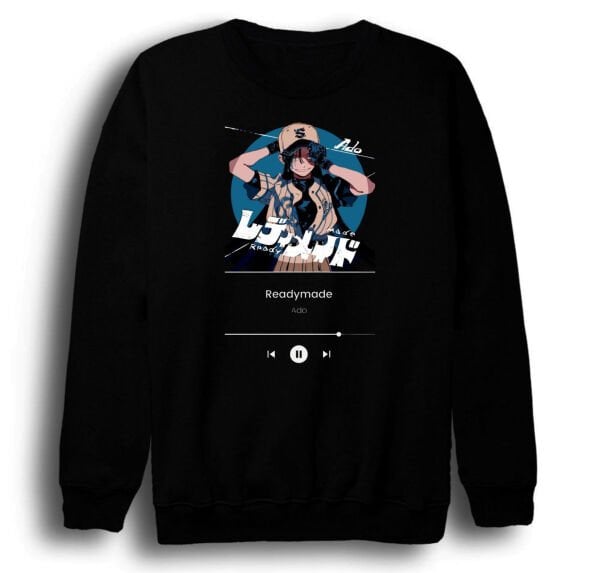 Ado Japon - K-Pop - Rock - Müzik Baskılı Unisex %100 Pamuk Bisiklet Yaka Sweatshirt