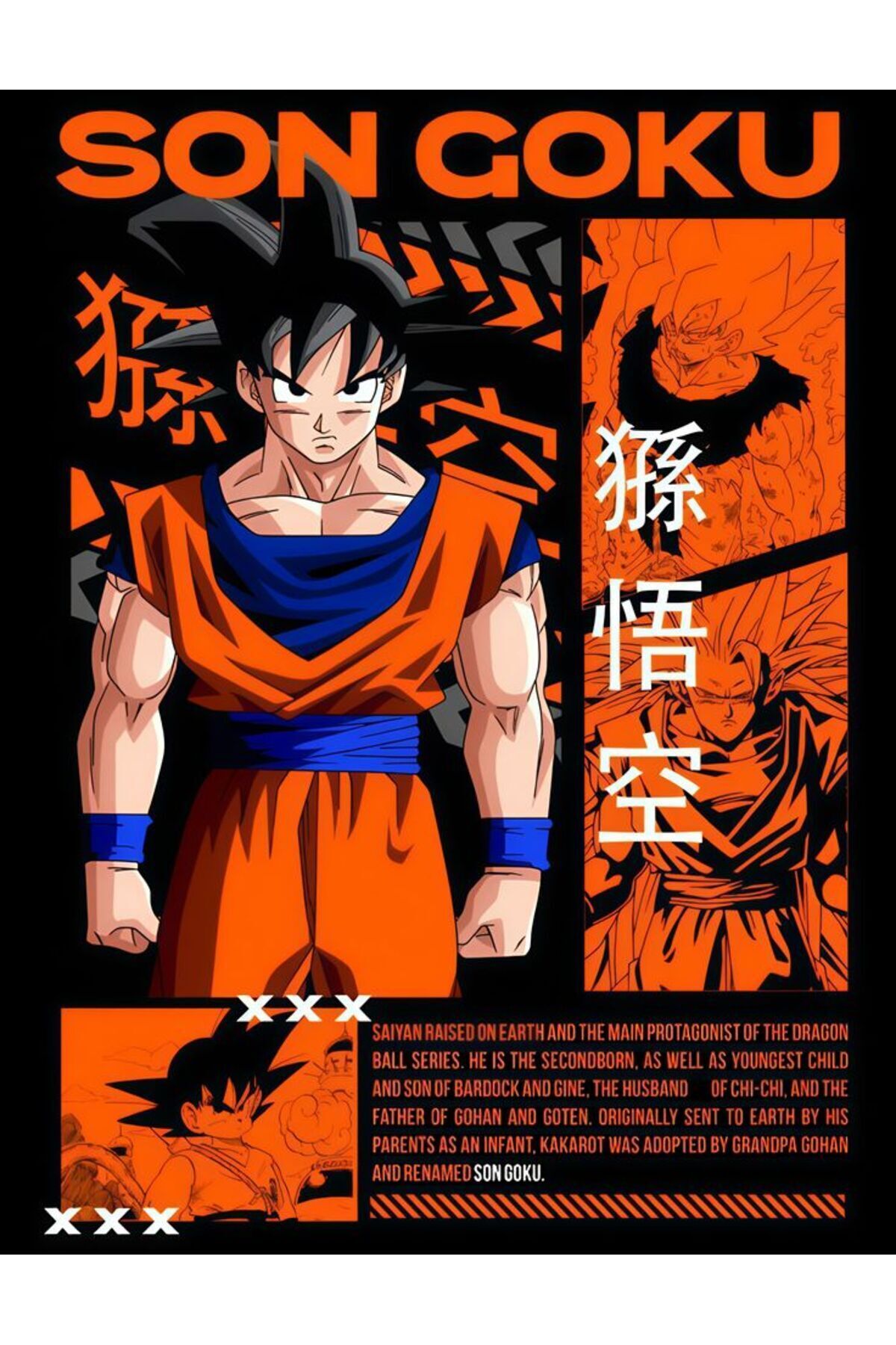 Dragon Ball Z Anime Baskılı Unisex %100 Pamuk Siyah T-shirt