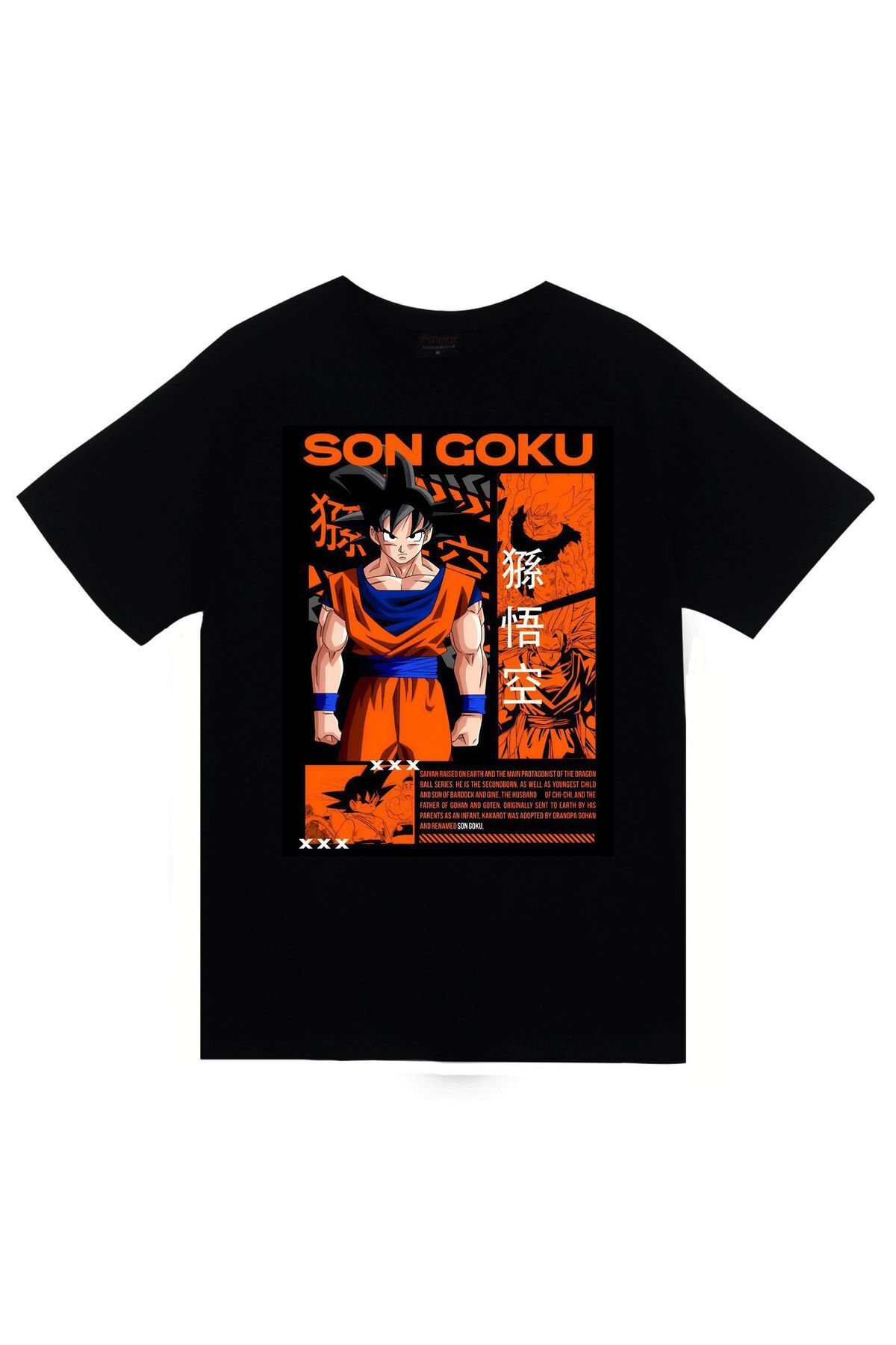Dragon Ball Z Anime Baskılı Unisex %100 Pamuk Siyah T-shirt