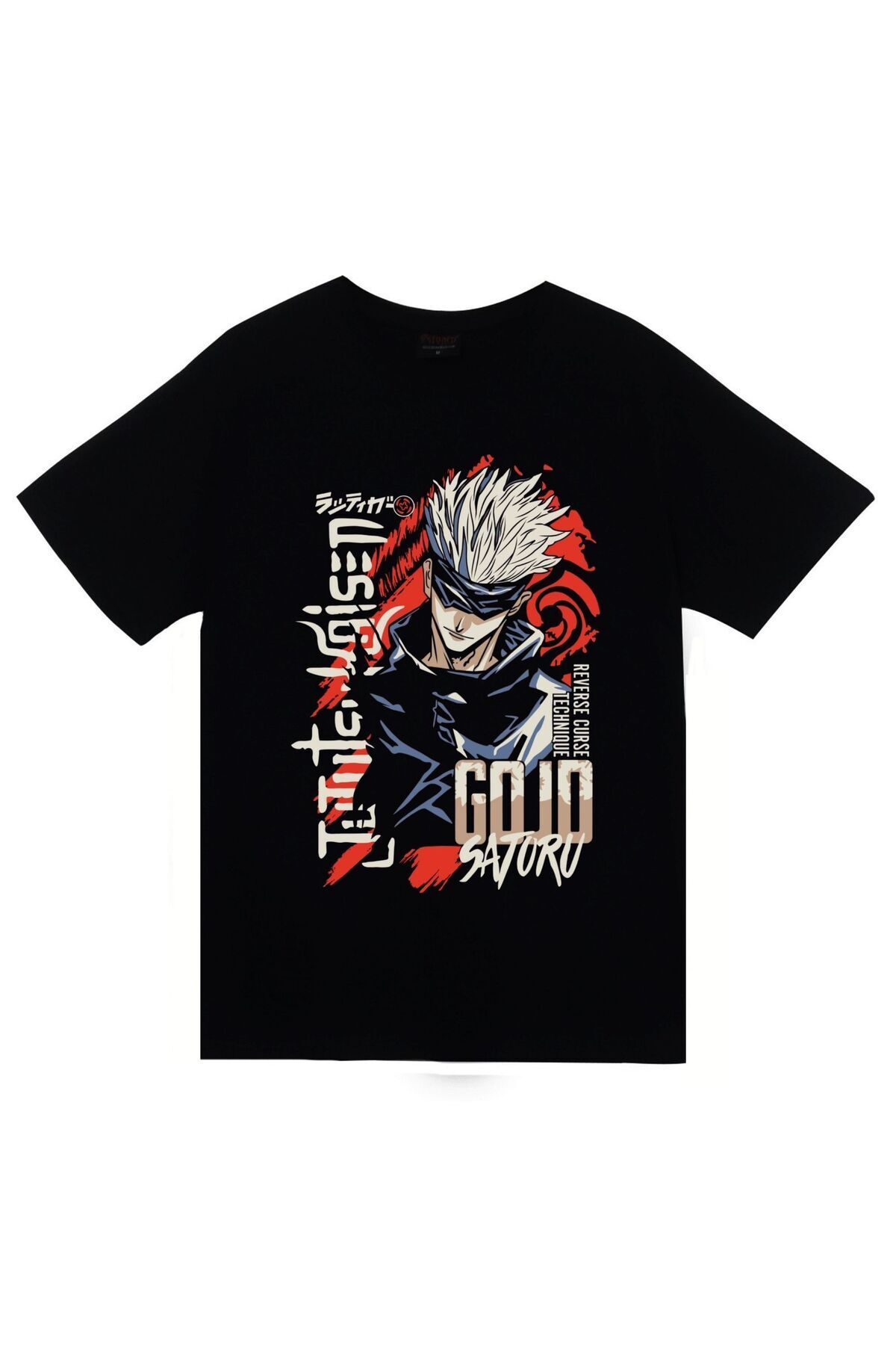 Jujutsu Kaisen Satoru Gojo Anime Baskılı Unisex %100 Pamuk Siyah T-shirt