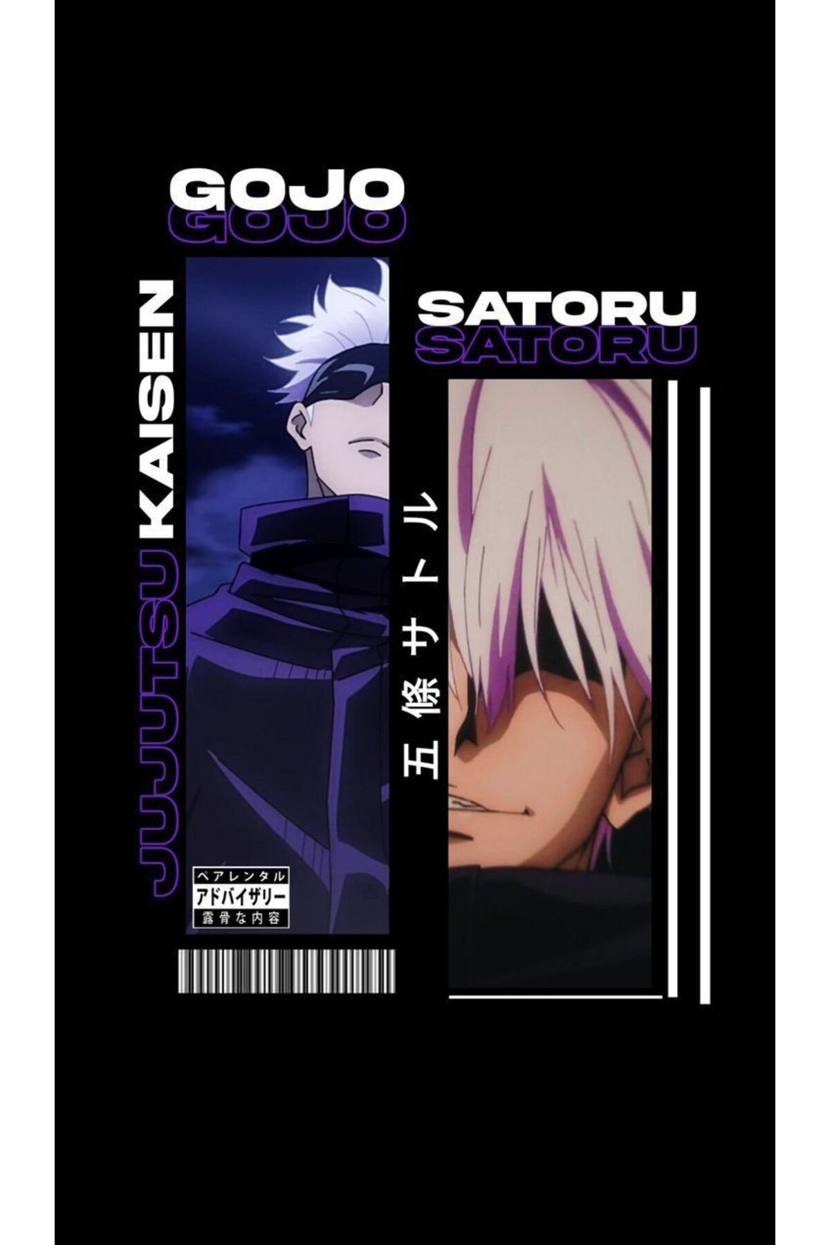 Jujutsu Kaisen Satoru Gojo Anime Baskılı Unisex %100 Pamuk Siyah T-shirt