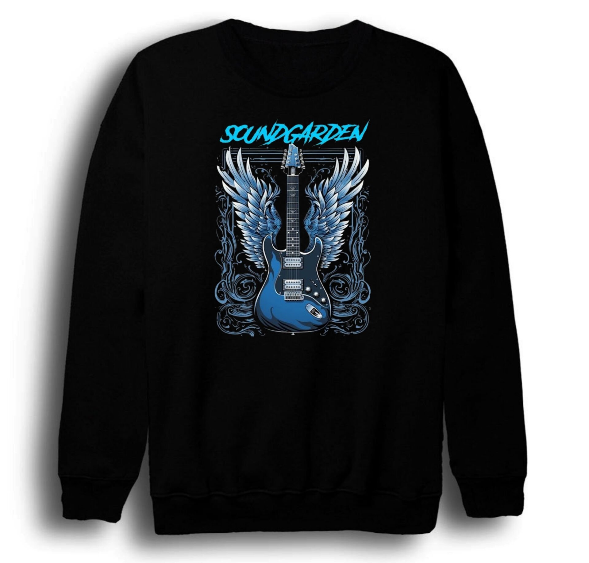 Soundgarden - Müzik Grubu Baskılı Unisex %100 Pamuk Siyah Bisiklet Yaka Sweatshirt