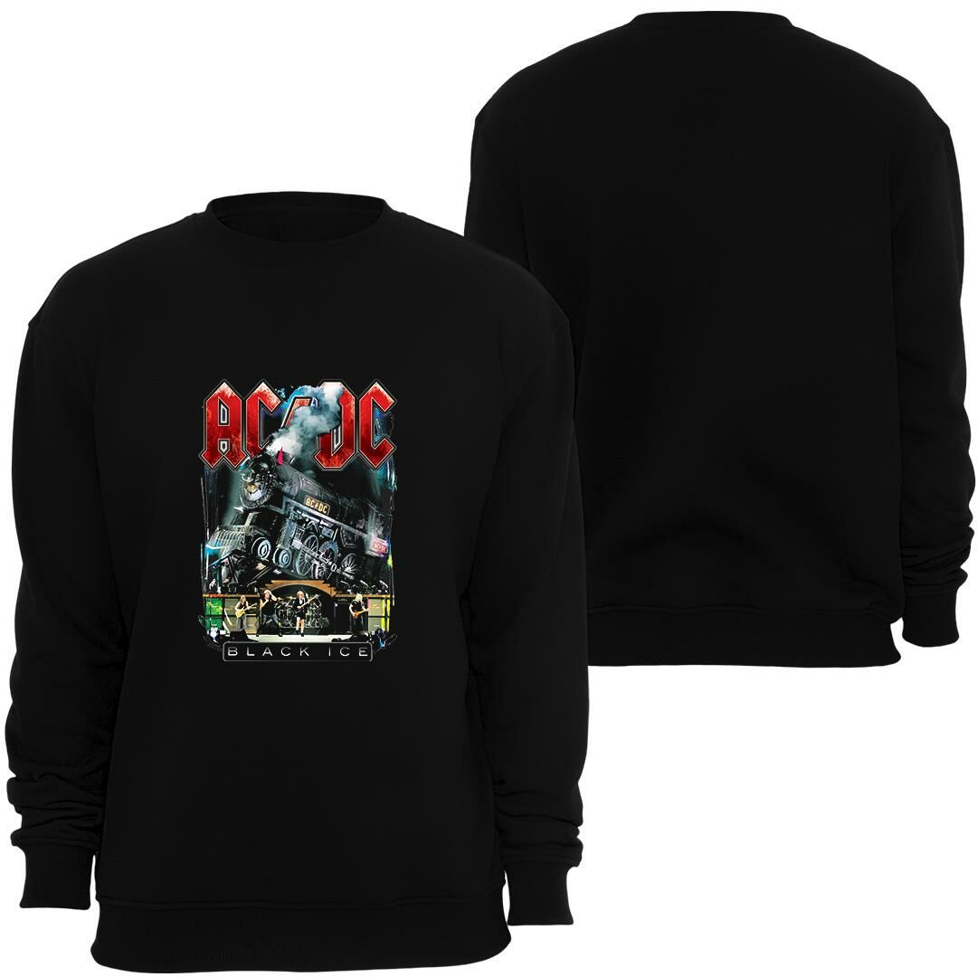 ACDC Baskılı Unisex Bisiklet Yaka Sweatshirt