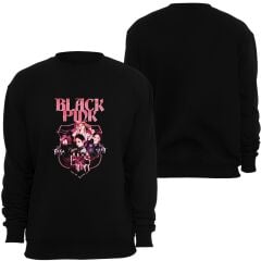 Blackpink ( K-Pop , Black Pink ) Baskılı Bisiklet Yaka Sweatshirt
