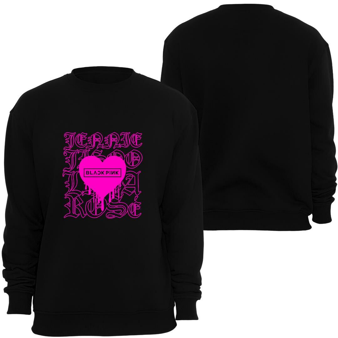 Blackpink ( K-Pop , Black Pink ) Baskılı Bisiklet Yaka Sweatshirt