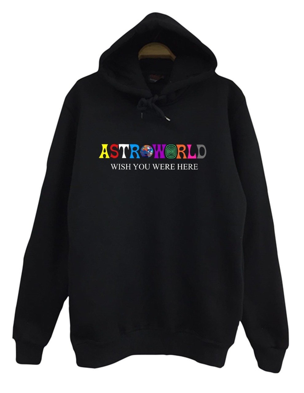 Travis Scott Astroworld Baskılı Kapüşonlu Sweatshirt SİYAH - 4XL