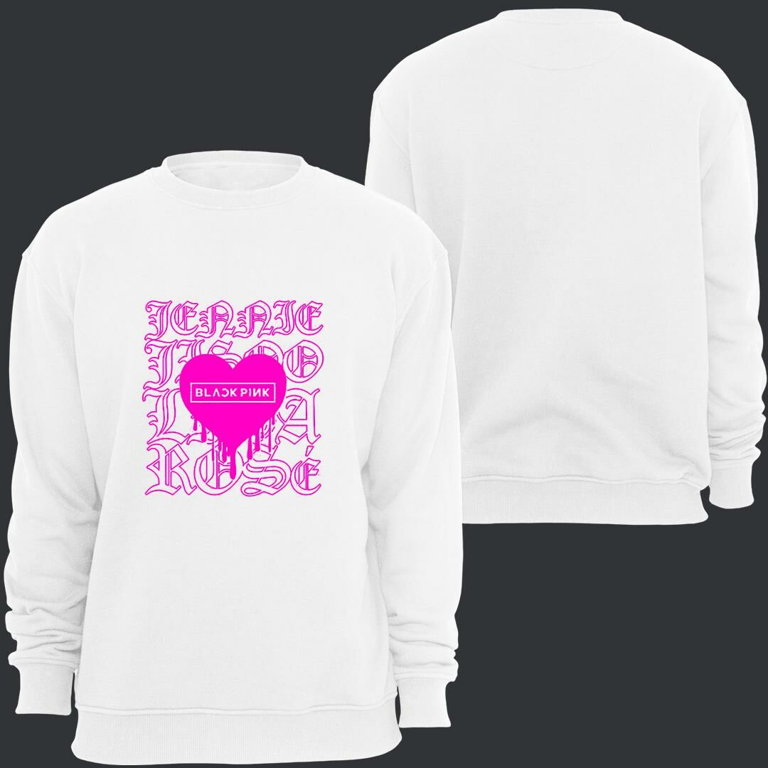 Blackpink ( K-Pop , Black Pink ) Baskılı Bisiklet Yaka Sweatshirt