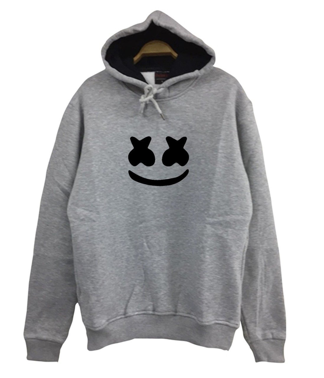 Marshmello Baskılı Kapüşonlu Sweatshirt GRİ - M