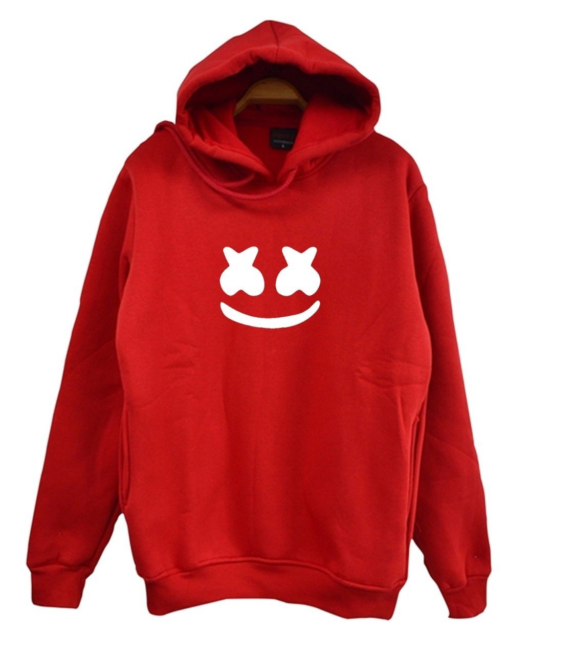Marshmello Baskılı Kapüşonlu Sweatshirt KIRMIZI - XL
