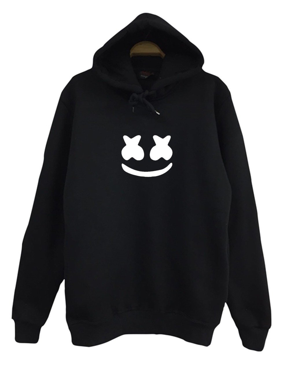 Marshmello Baskılı Kapüşonlu Sweatshirt SİYAH - 4XL