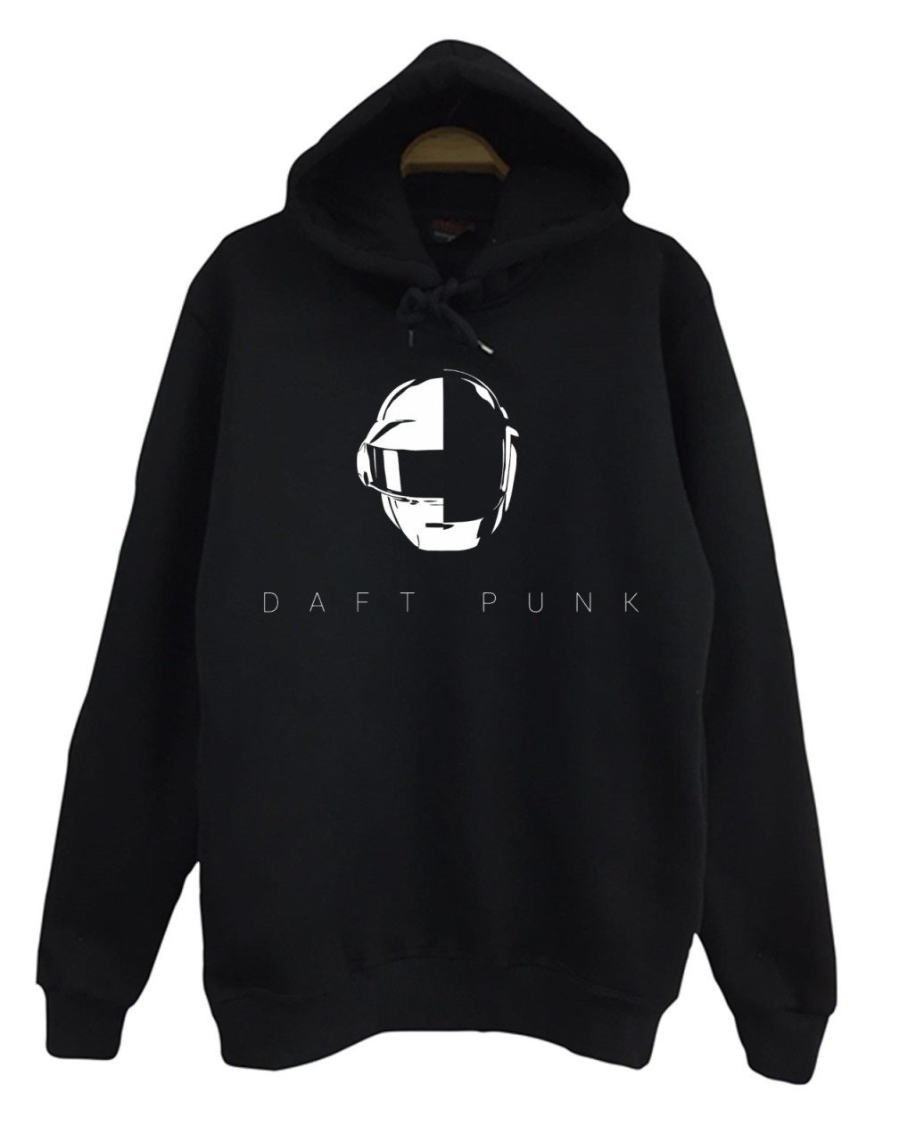 Daft Punk Baskılı Kapüşonlu Sweatshirt SİYAH - 2XL