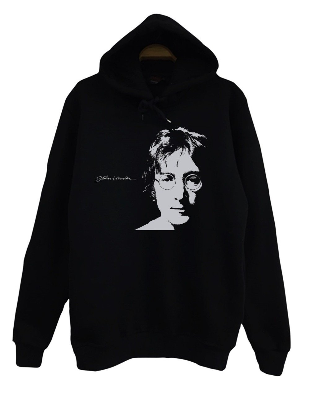 John Lennon Baskılı Kapüşonlu Sweatshirt SİYAH - S