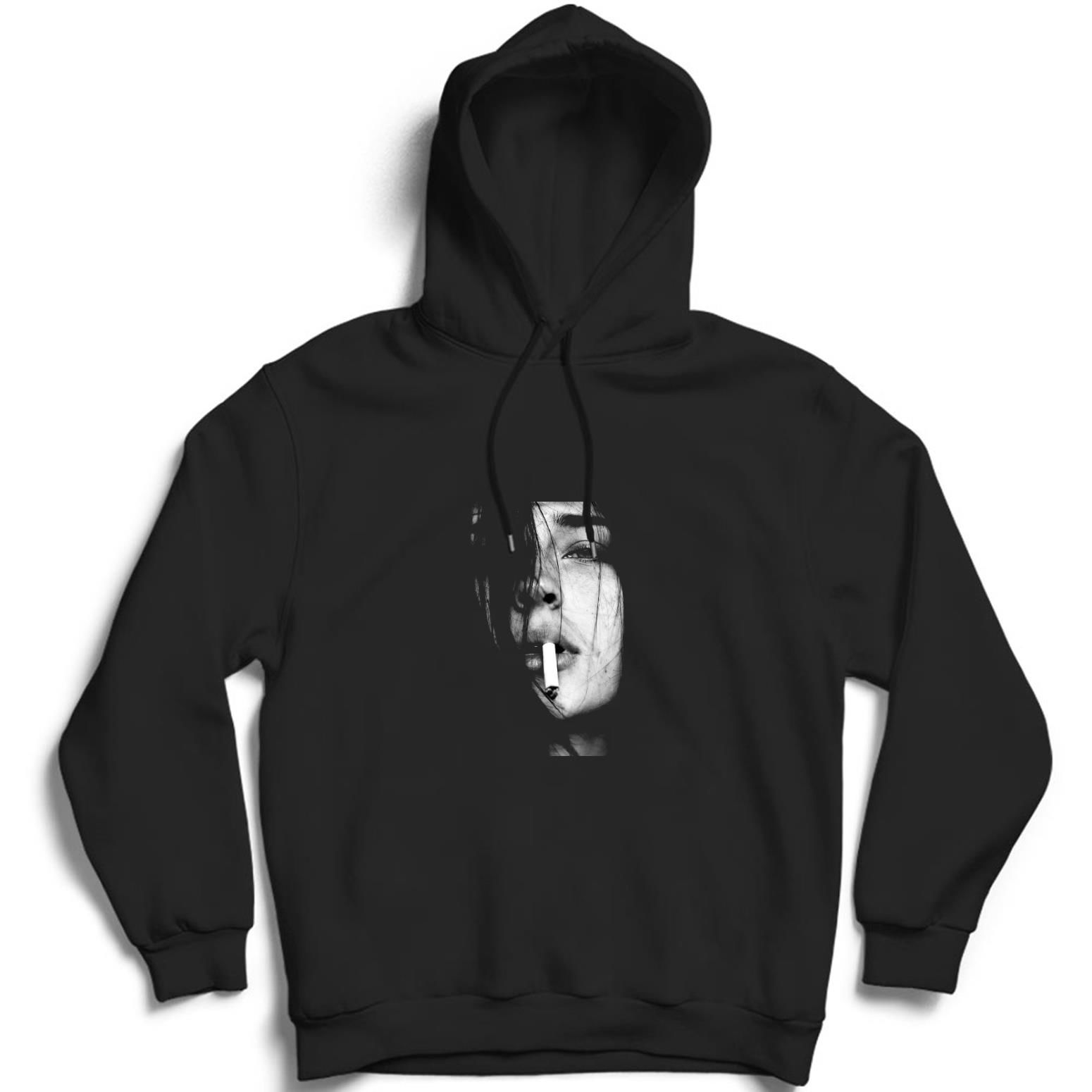 Sigaralı Kadın Baskılı Kapüşonlu Sweatshirt