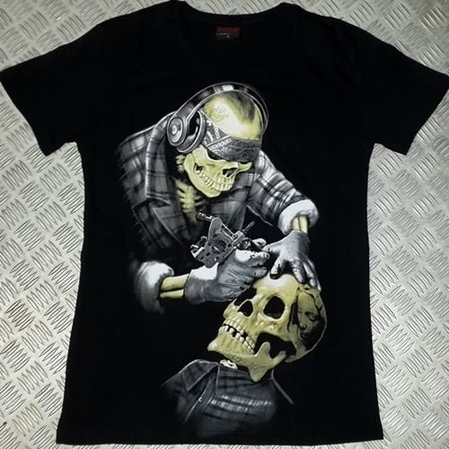 KURU KAFA Baskılı T-shirt SİYAH - 4XL