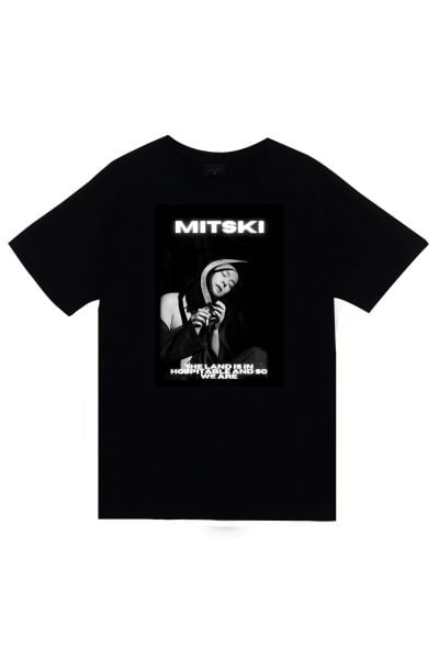 Mitski Baskılı Unisex %100 Pamuk Siyah T-shirt