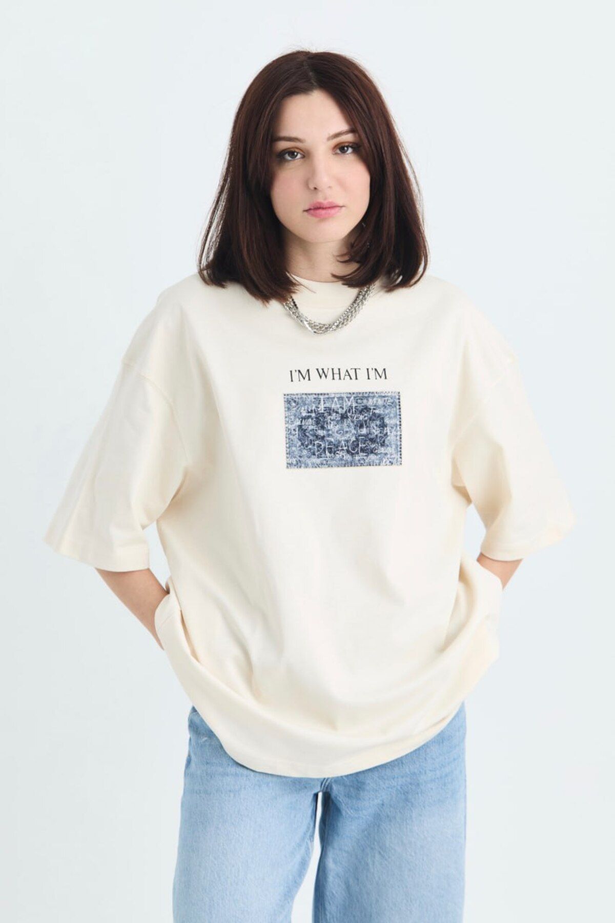 I'm What I'm Slow Down, All We Have Is Now Baskılı Unisex %100 Pamuk Ekru T-shirt