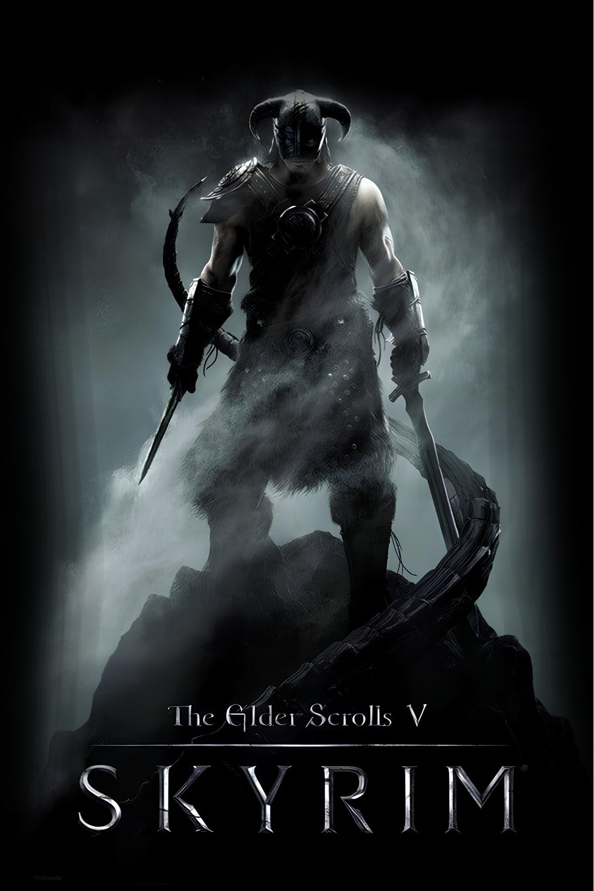 Skyrim Oyun Baskılı Unisex %100 Pamuk Siyah T-shirt