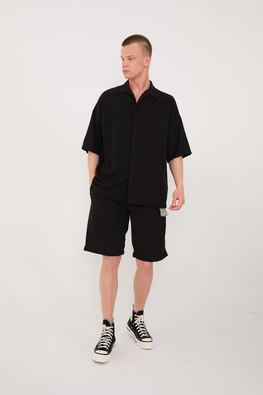 Düz Baskısız Siyah  Oversize Gömlek