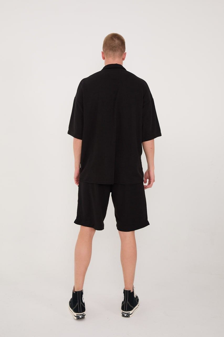 Düz Baskısız Siyah  Oversize Gömlek