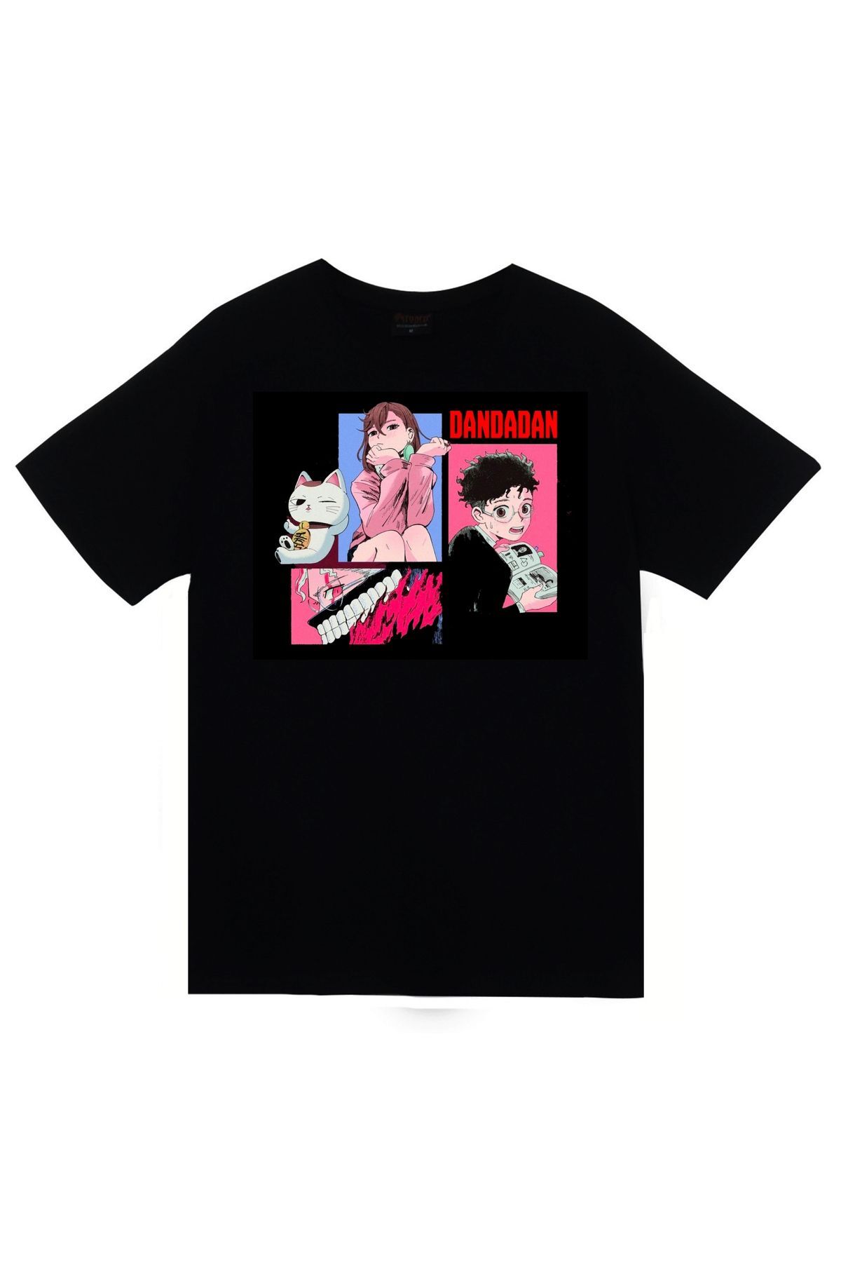 Dandadan Anime Baskılı Unisex %100 Pamuk Siyah T-shirt