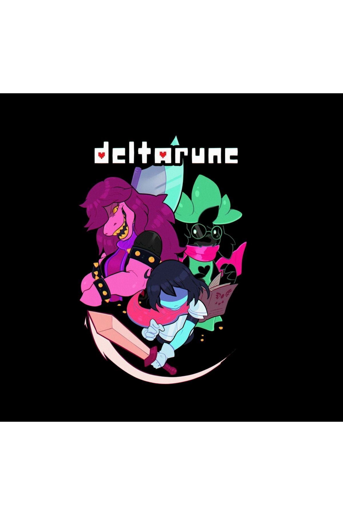 Deltarune – Oyun Baskılı Unisex %100 Pamuk Siyah T-shirt