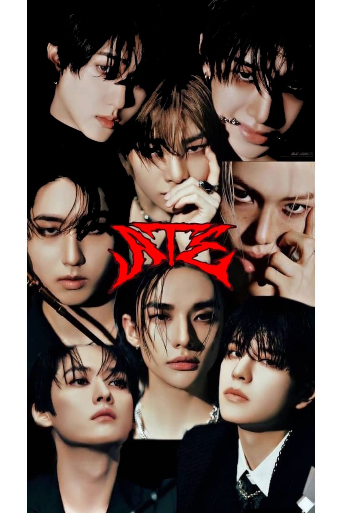 Stray Kids K-pop Müzik Grubu Baskılı Unisex %100 Pamuk Siyah T-shirt