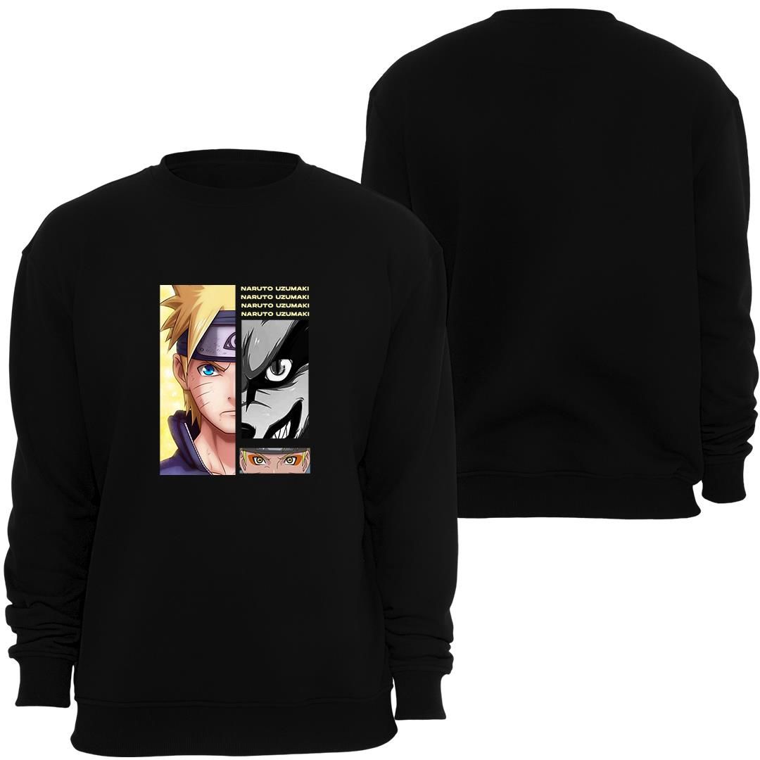 Naruto Anime Baskılı Bisiklet Yaka Sweatshirt